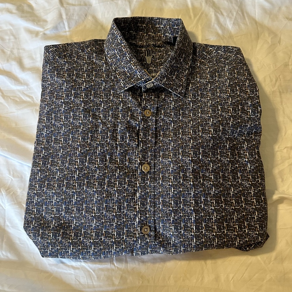 Visconti Black Pattern Button Down Long Sleeve Sh… - image 6